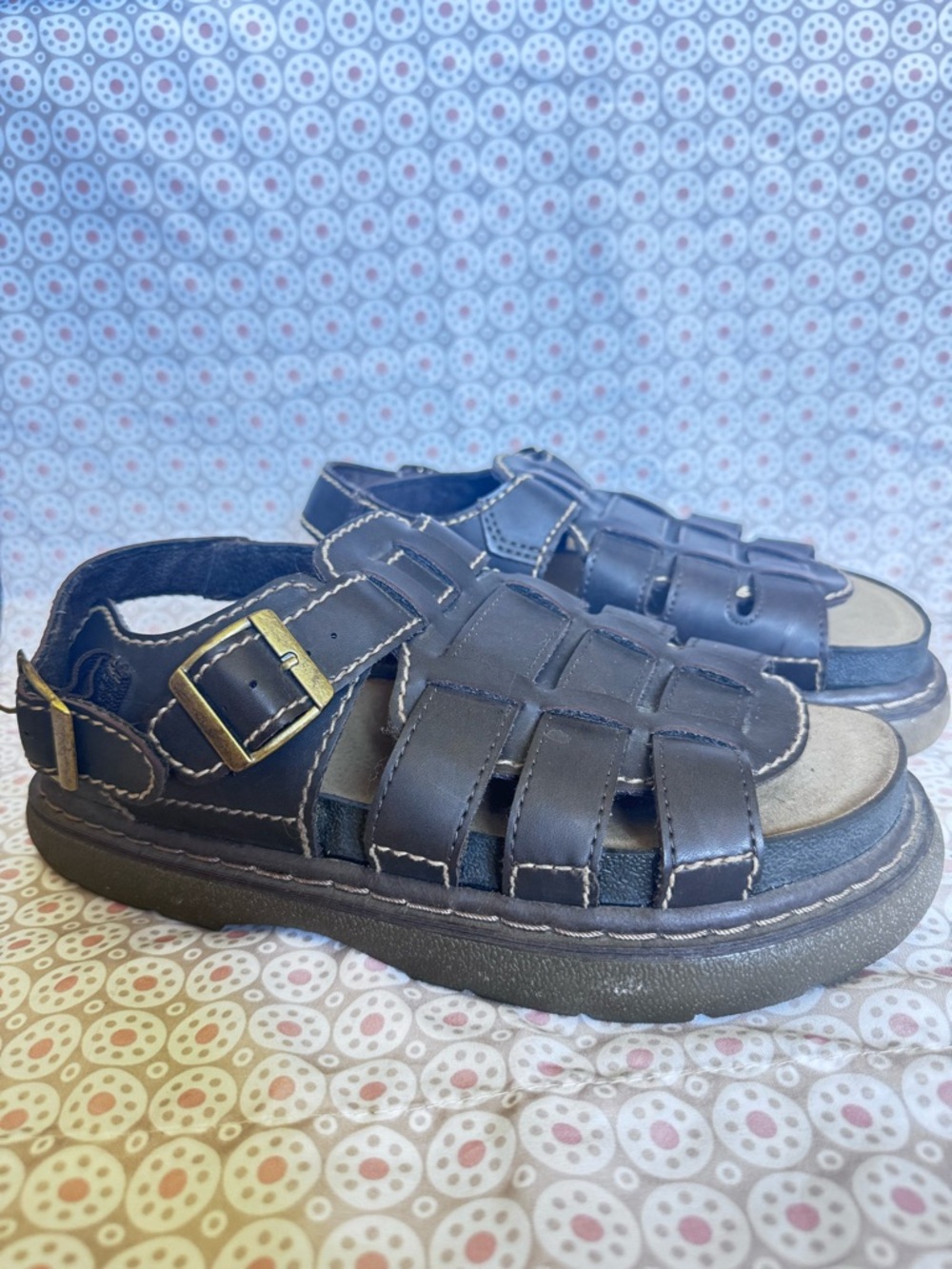 BRAND NEW! Vintage Route 66 Chunky Y2K Brown Leather Sandals - Men’s size 10